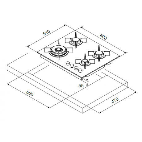 MONDIN CG604VTELNN Εστία Αερίου LINEA MURANO 60cm MONDIN CG604VTELNN Εστία Αερίου LINEA MURANO 60cm